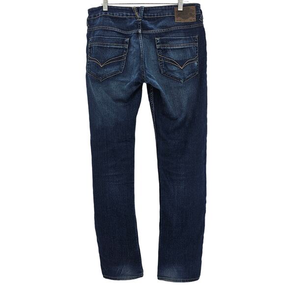 Flying Machine Mens size 34X32 Slim Tapered Michael Denim Blue Jeans Fading Mid - Picture 3 of 8